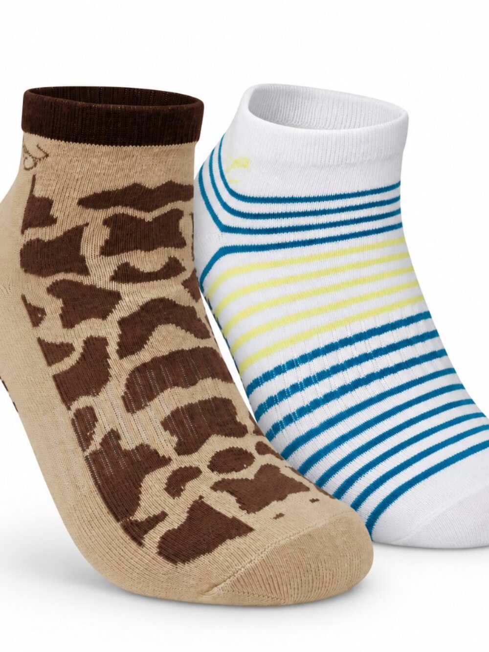 2 PACK Grip Sock Bundle - Animal Print and Teal Stripe